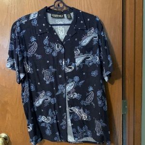 Women’s Blue Paisley Top -Size XL